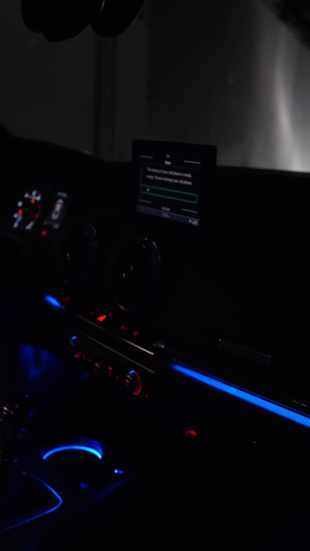 Audi S3 — console area blue strip close-up