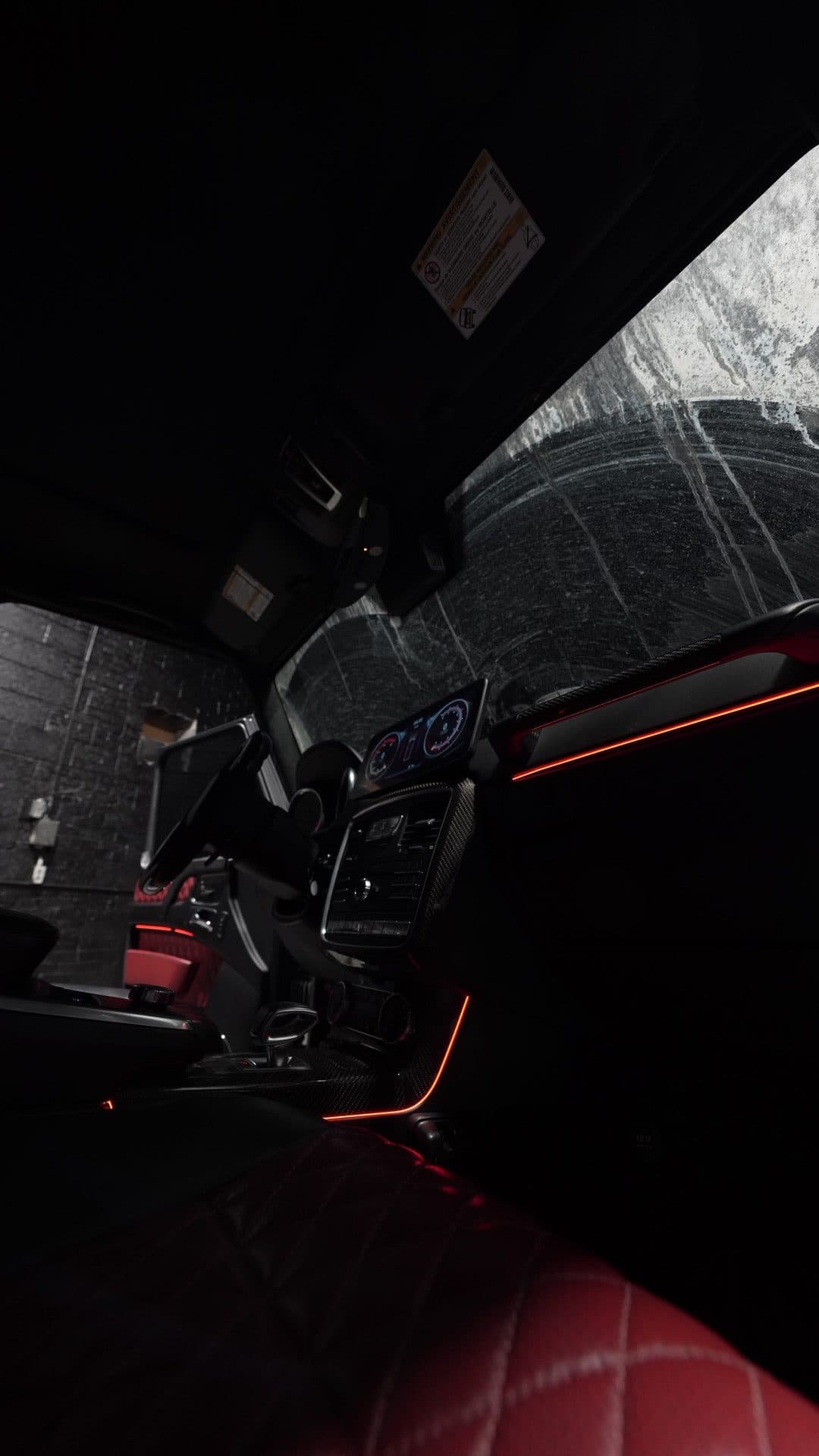 G-Wagon AMG — ambient strip and carbon detail close-up