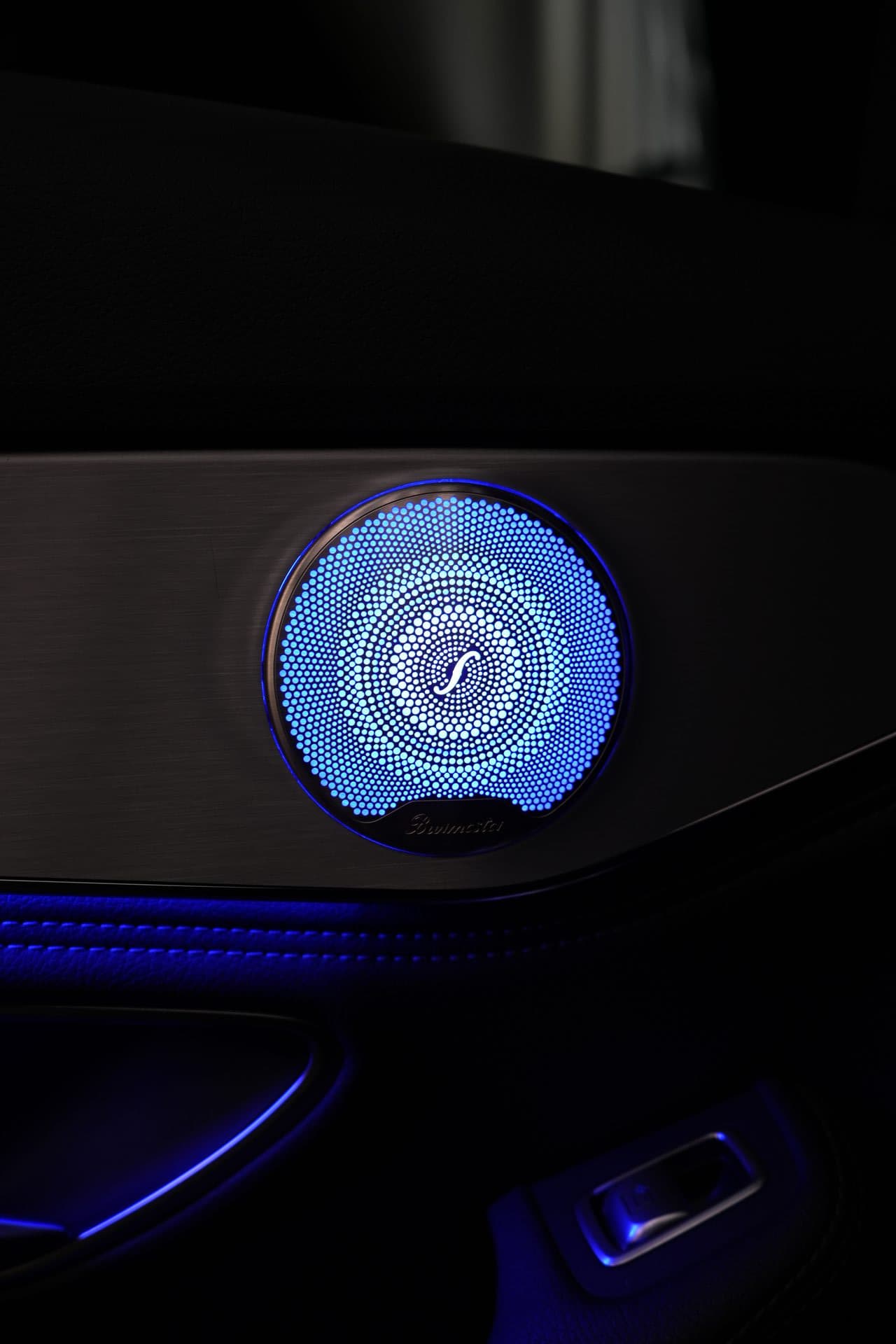 Mercedes C-Class — Burmester speaker glowing blue