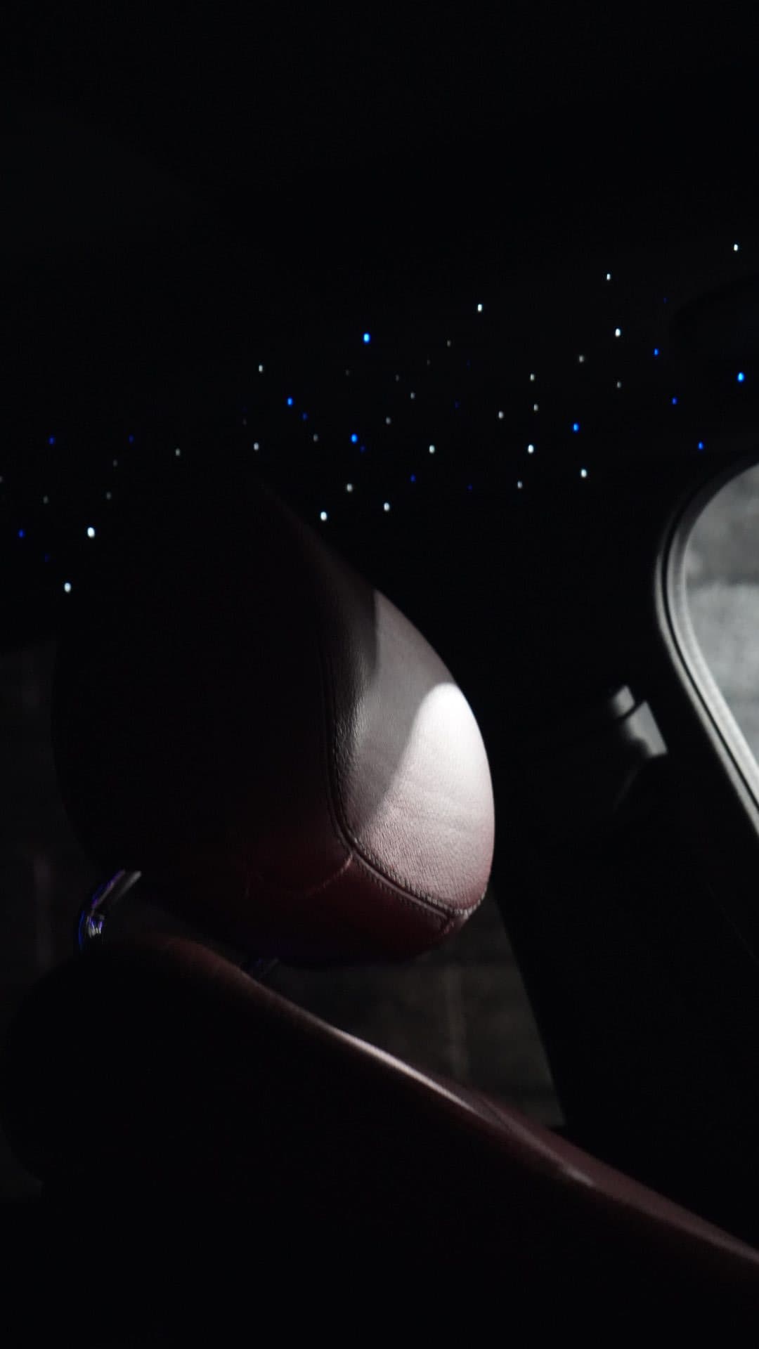 Starlight headliner — rear seat perspective looking up
