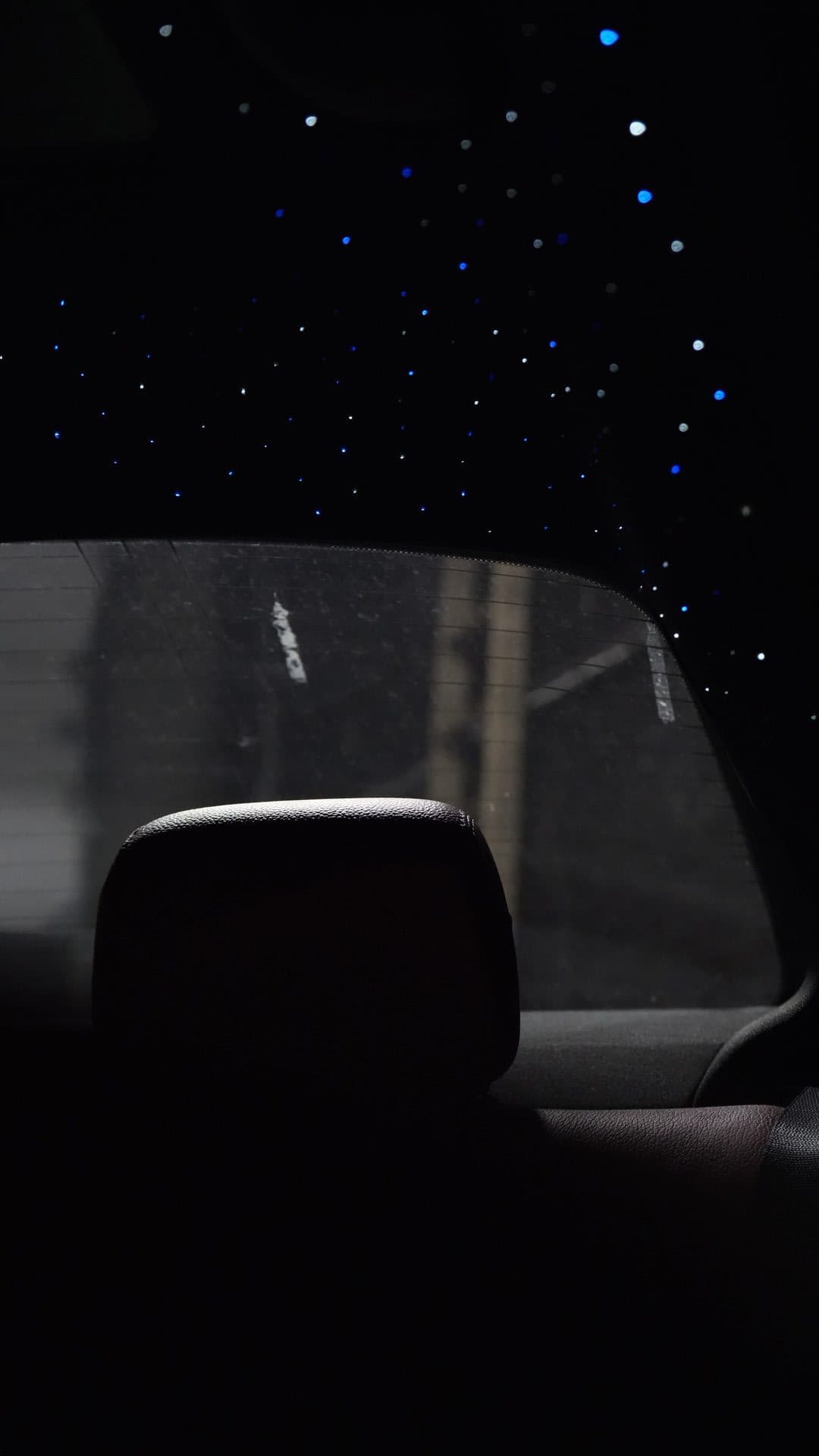 Starlight headliner — sedan, front seat looking up